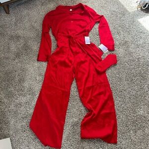 Red satin pajamas